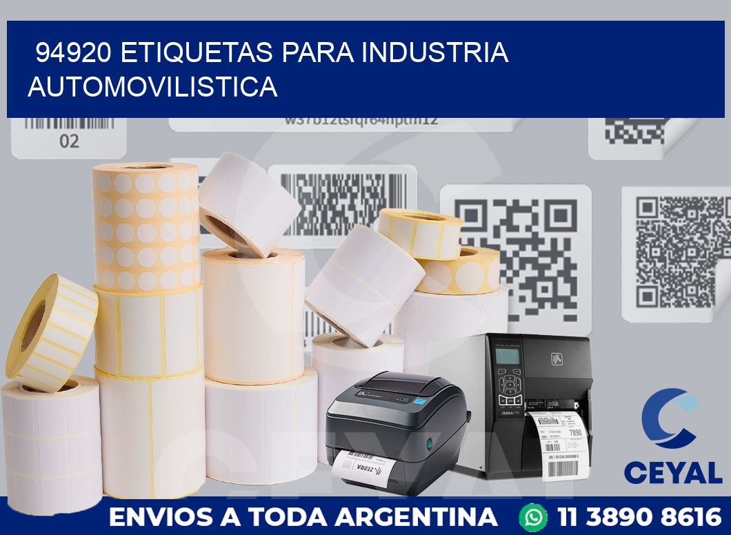 94920 ETIQUETAS PARA INDUSTRIA AUTOMOVILISTICA
