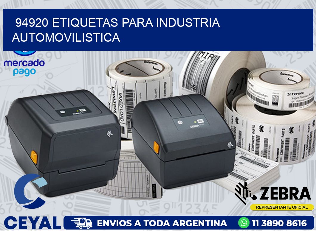 94920 ETIQUETAS PARA INDUSTRIA AUTOMOVILISTICA