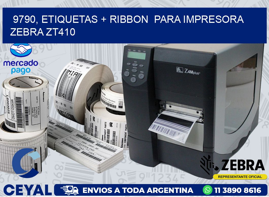 9790, etiquetas + ribbon  para impresora zebra ZT410