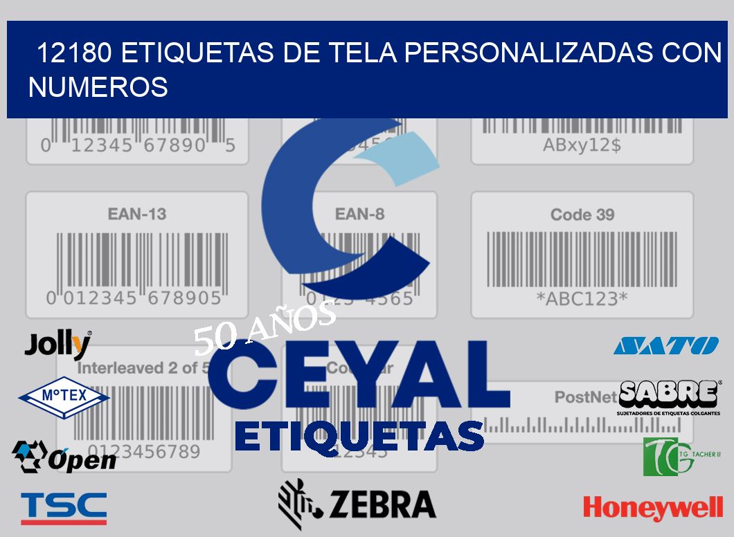 12180 ETIQUETAS DE TELA PERSONALIZADAS CON NUMEROS