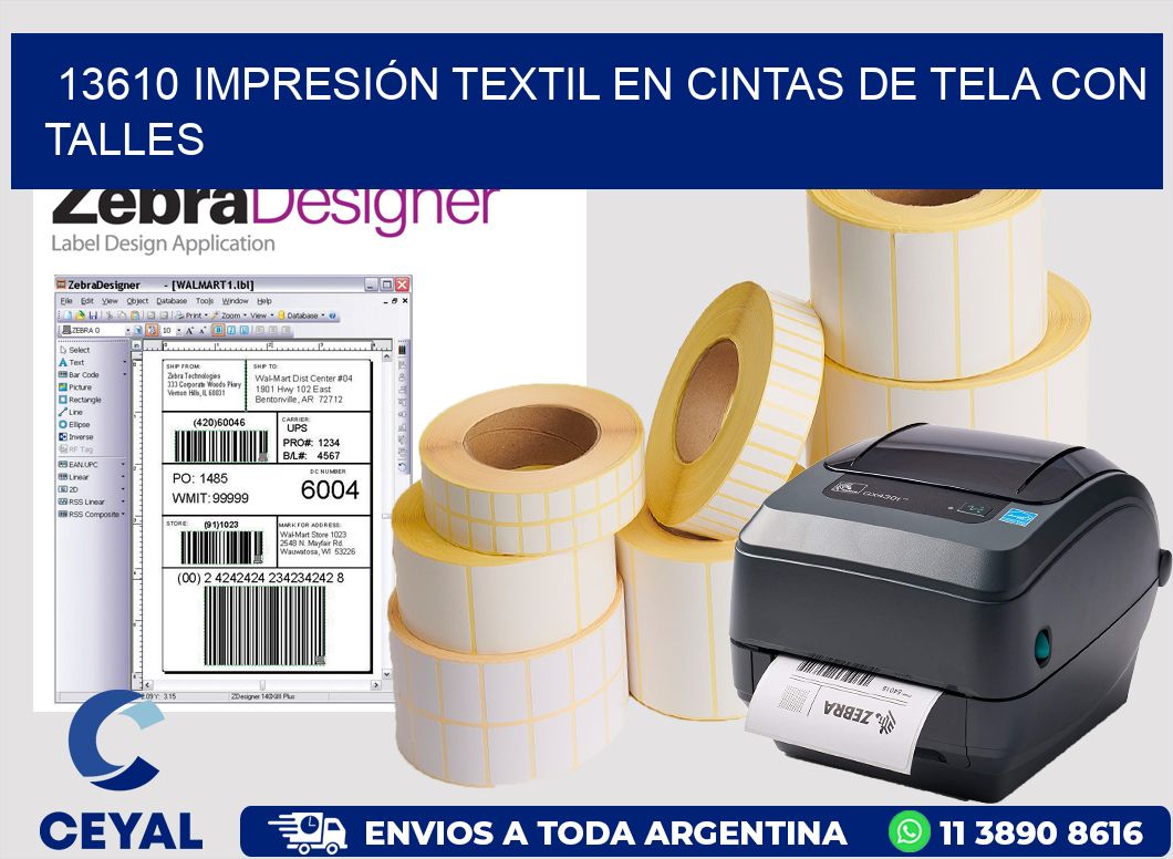 13610 IMPRESIÓN TEXTIL EN CINTAS DE TELA CON TALLES