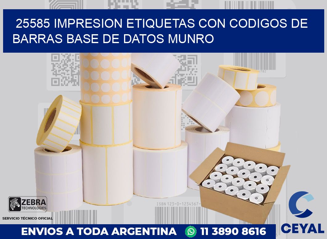 25585 IMPRESION ETIQUETAS CON CODIGOS DE BARRAS BASE DE DATOS MUNRO