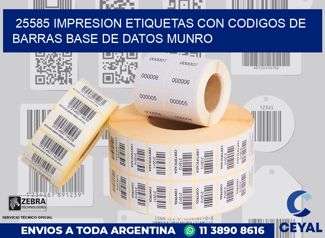 25585 IMPRESION ETIQUETAS CON CODIGOS DE BARRAS BASE DE DATOS MUNRO