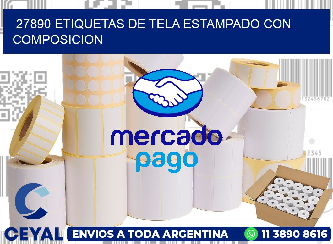 27890 ETIQUETAS DE TELA ESTAMPADO CON COMPOSICION
