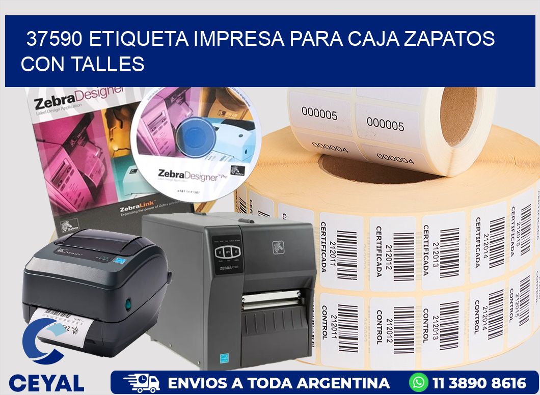 37590 ETIQUETA IMPRESA PARA CAJA ZAPATOS CON TALLES