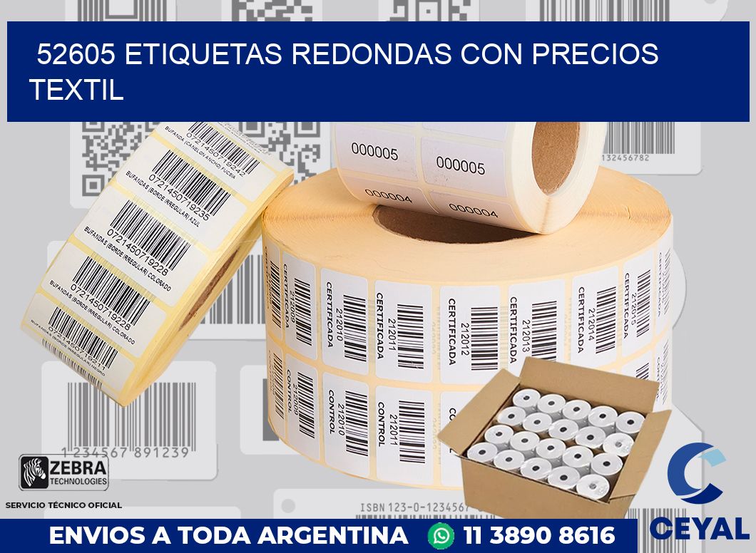 52605 ETIQUETAS REDONDAS CON PRECIOS TEXTIL