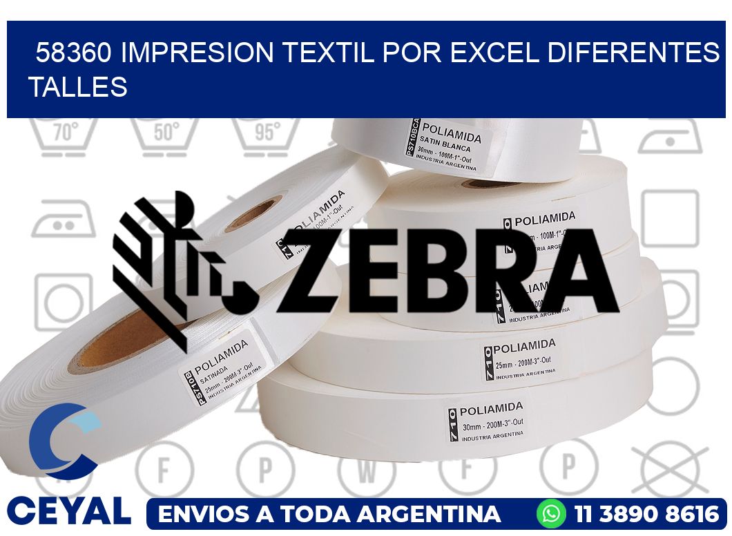58360 IMPRESION TEXTIL POR EXCEL DIFERENTES TALLES