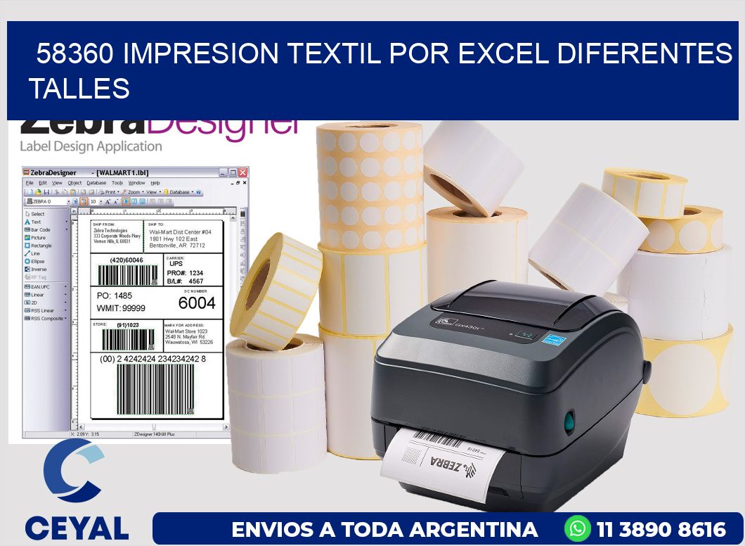 58360 IMPRESION TEXTIL POR EXCEL DIFERENTES TALLES