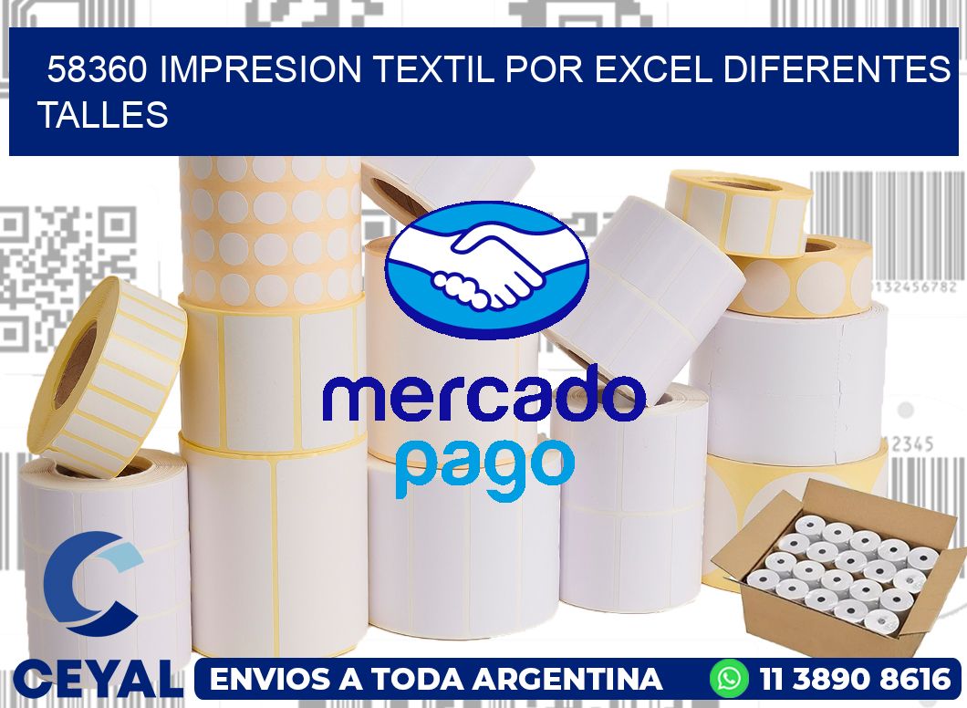 58360 IMPRESION TEXTIL POR EXCEL DIFERENTES TALLES