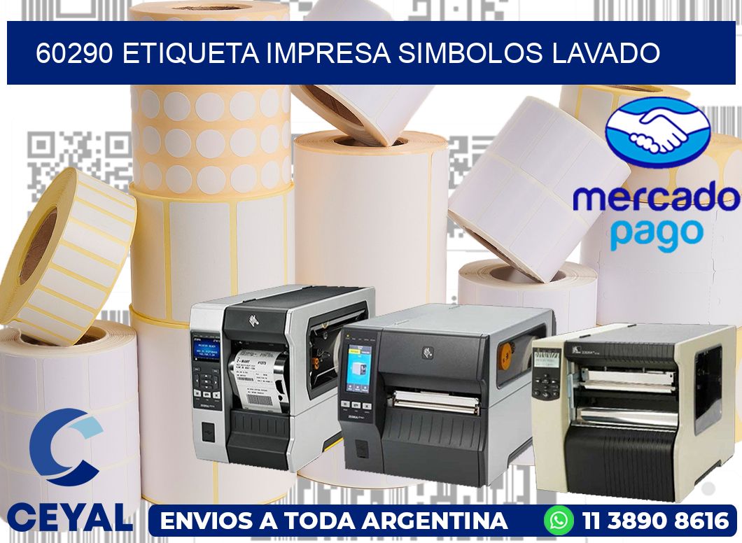 60290 ETIQUETA IMPRESA SIMBOLOS LAVADO