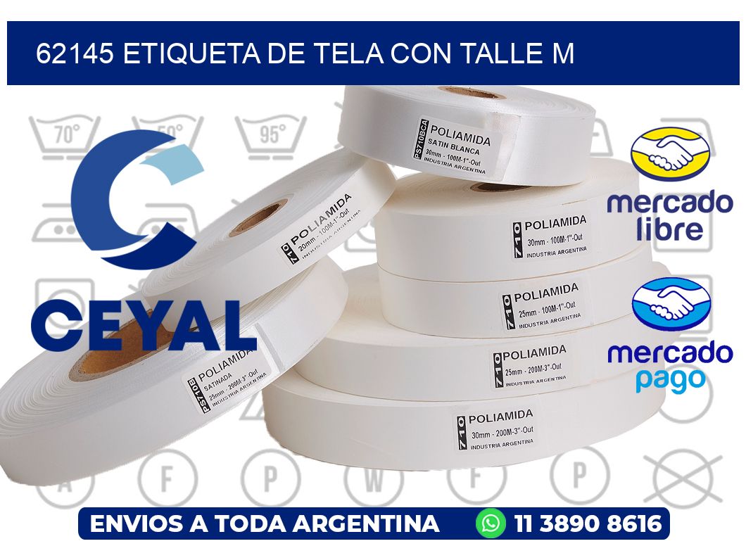 62145 ETIQUETA DE TELA CON TALLE M