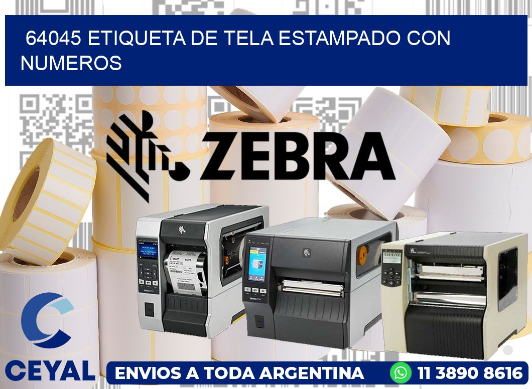 64045 ETIQUETA DE TELA ESTAMPADO CON NUMEROS