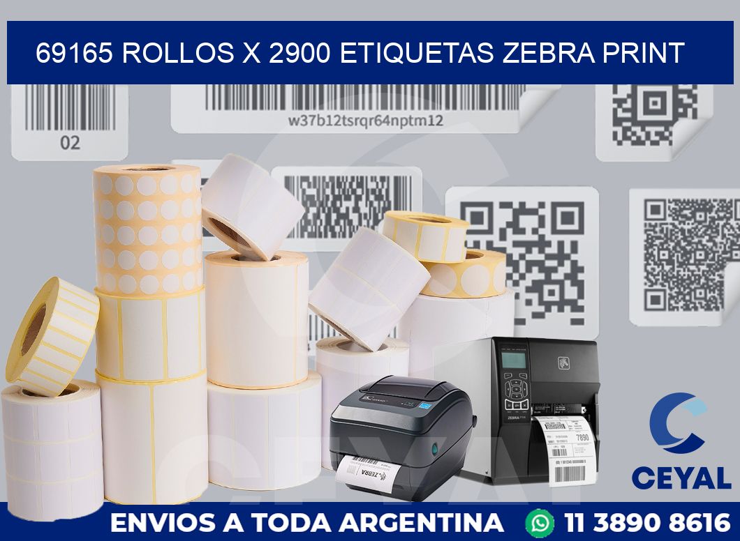 69165 Rollos x 2900 etiquetas zebra print