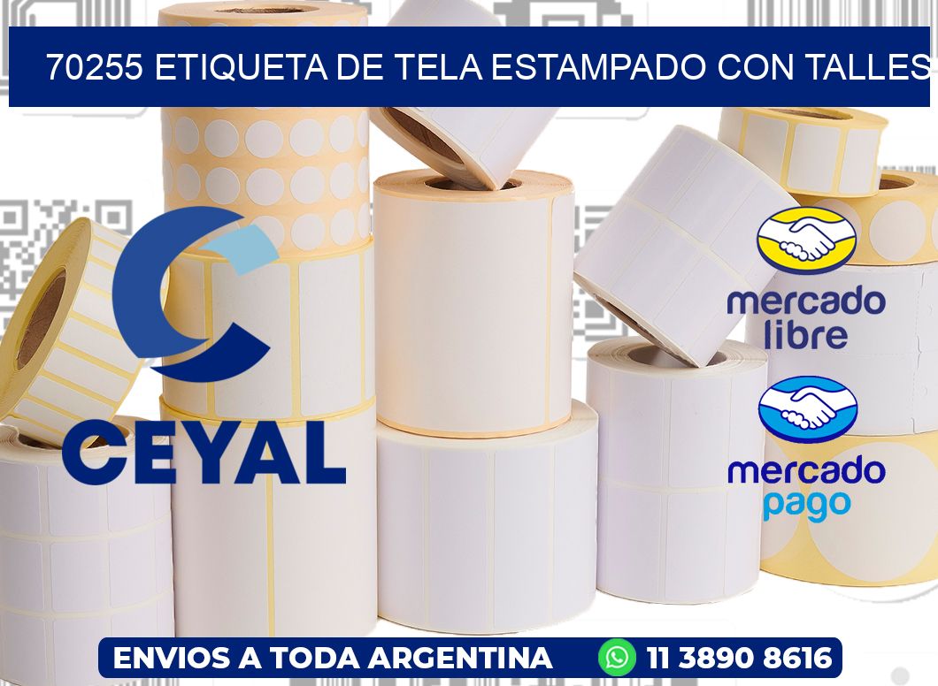 70255 ETIQUETA DE TELA ESTAMPADO CON TALLES