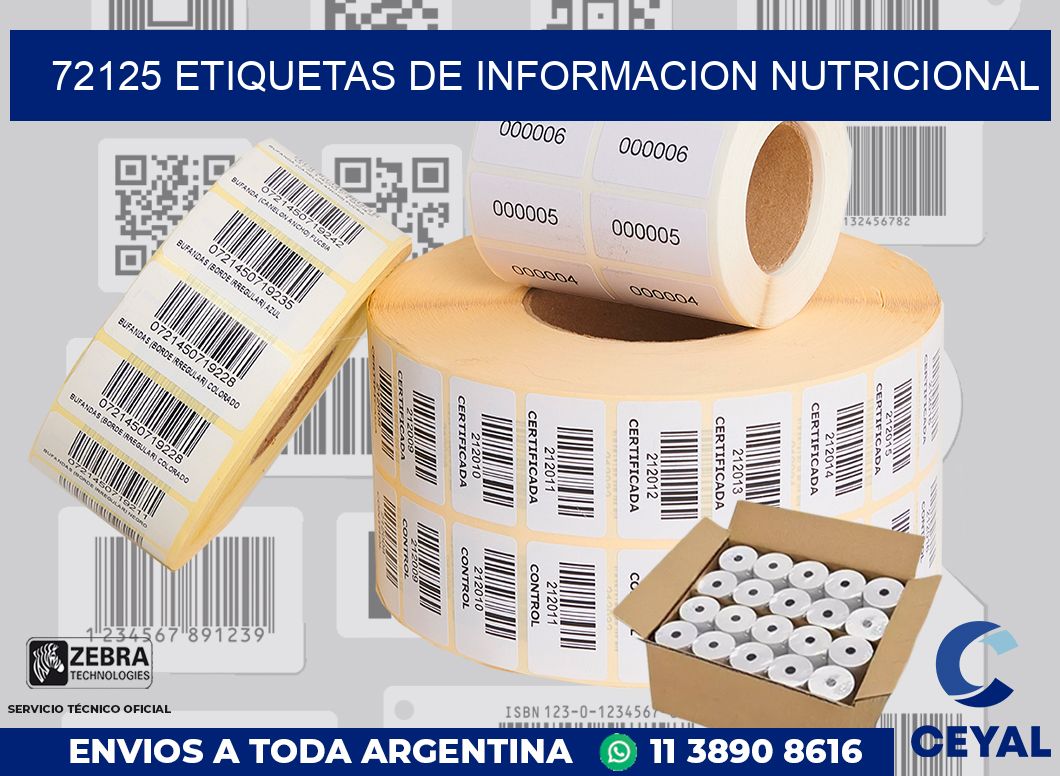 72125 ETIQUETAS DE INFORMACION NUTRICIONAL