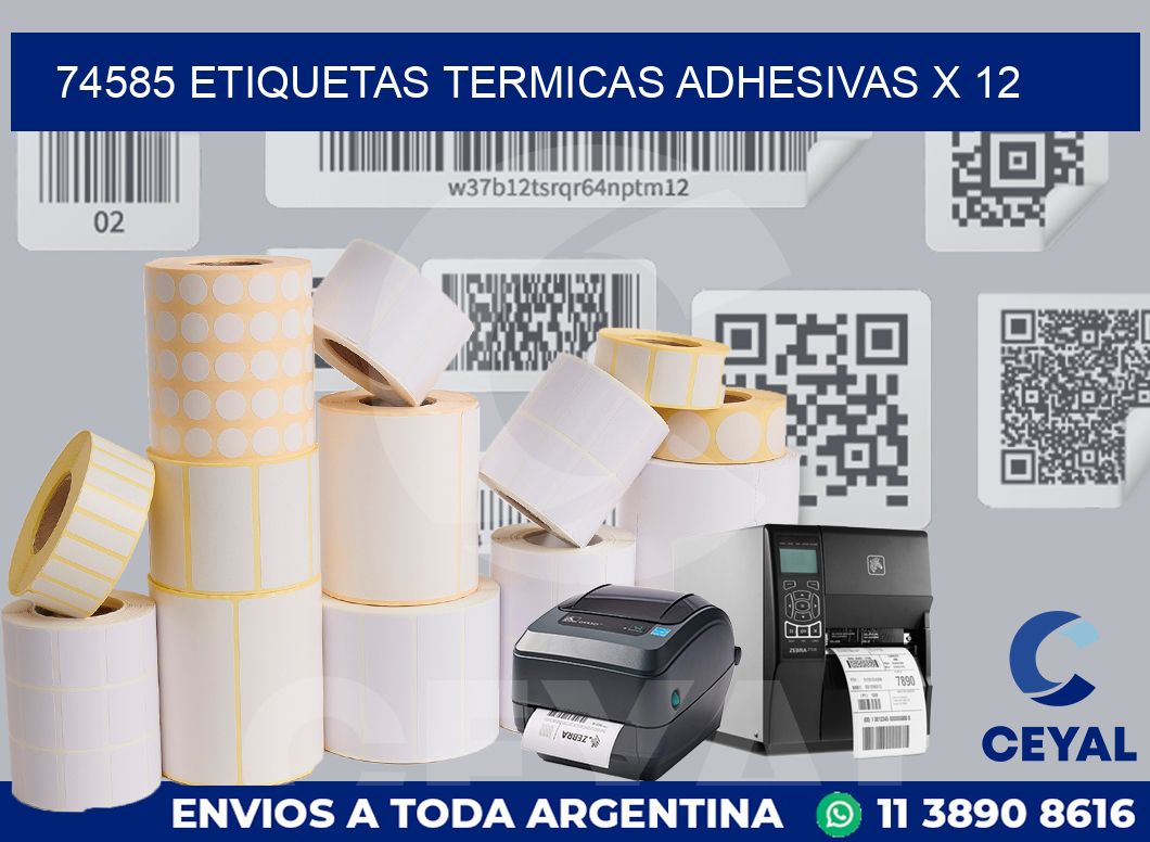 74585 etiquetas termicas adhesivas x 12