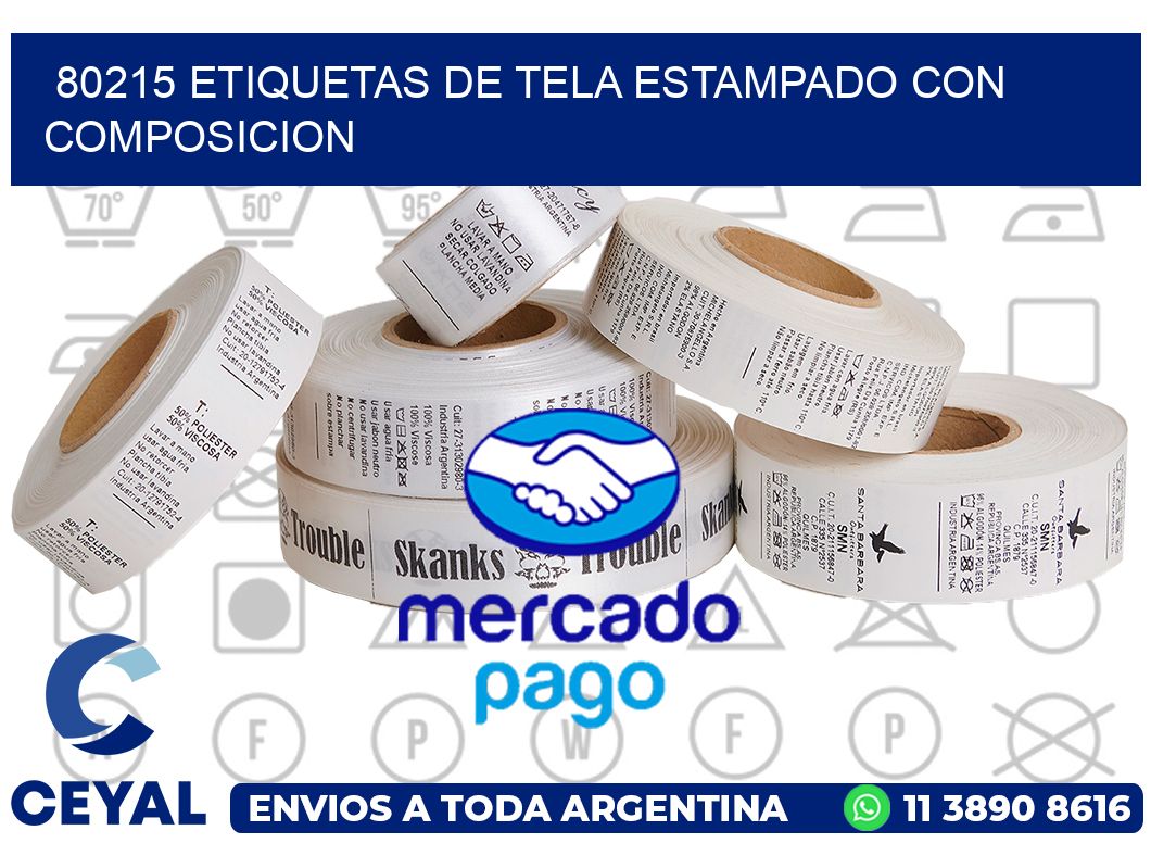 80215 ETIQUETAS DE TELA ESTAMPADO CON COMPOSICION
