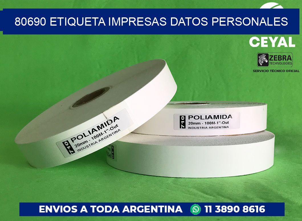 80690 ETIQUETA IMPRESAS DATOS PERSONALES