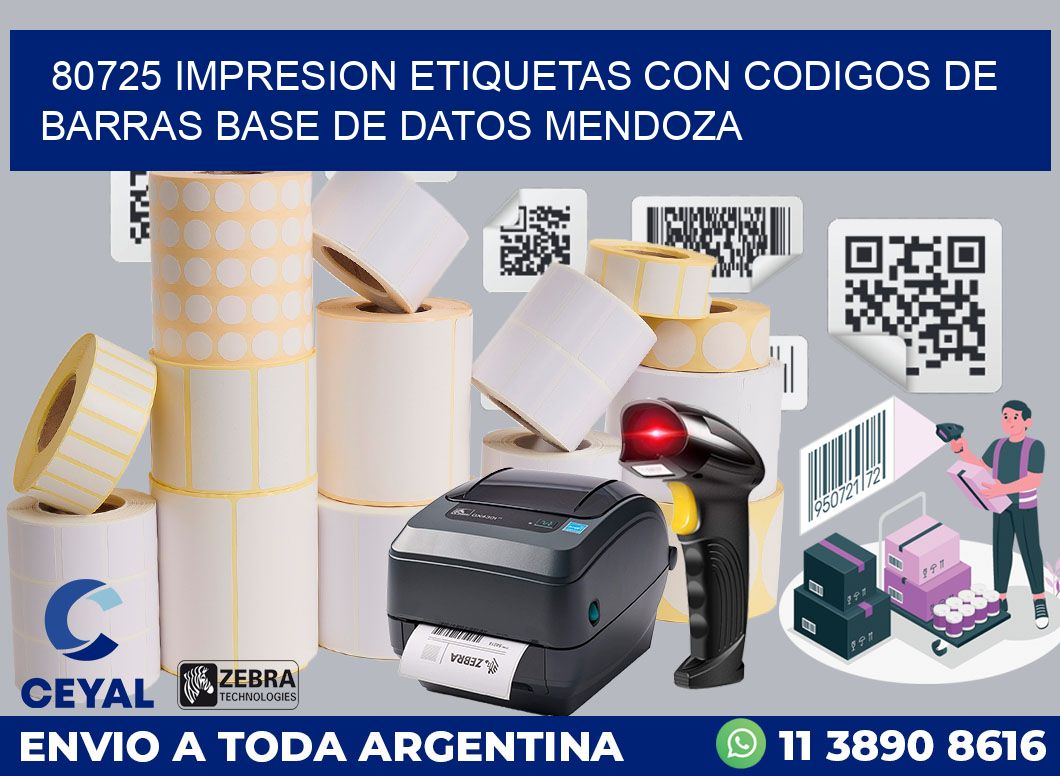 80725 IMPRESION ETIQUETAS CON CODIGOS DE BARRAS BASE DE DATOS MENDOZA