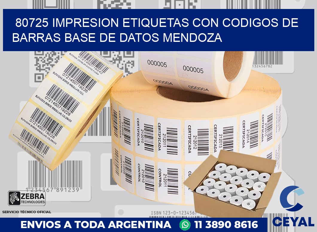 80725 IMPRESION ETIQUETAS CON CODIGOS DE BARRAS BASE DE DATOS MENDOZA