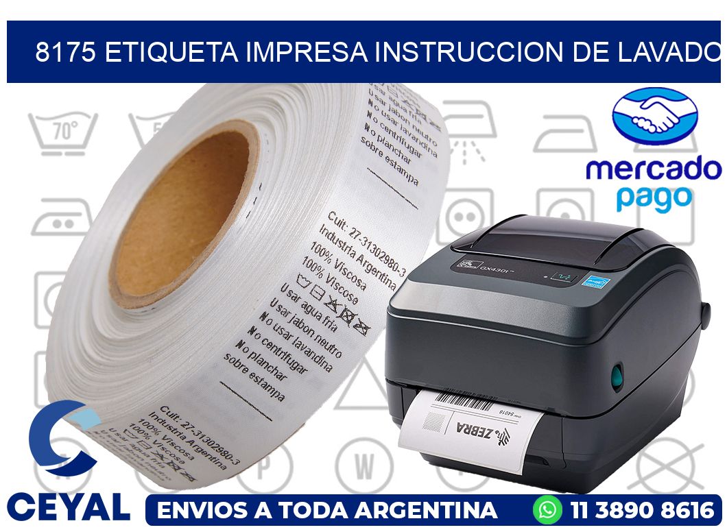 8175 ETIQUETA IMPRESA INSTRUCCION DE LAVADO