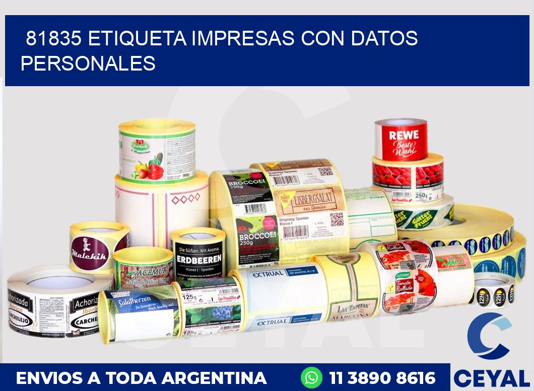 81835 ETIQUETA IMPRESAS CON DATOS PERSONALES