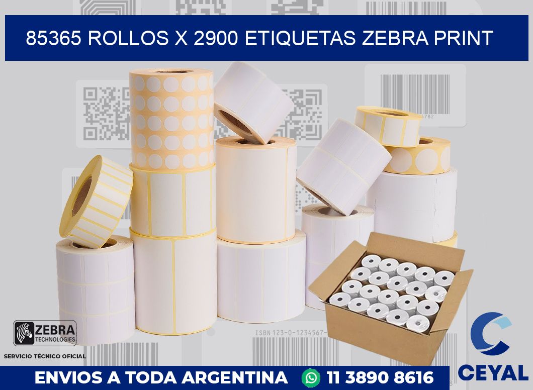 85365 Rollos x 2900 etiquetas zebra print