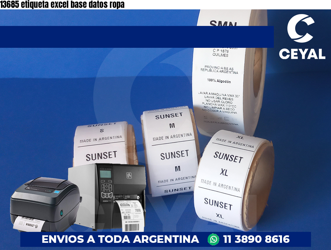 13685 etiqueta excel base datos ropa