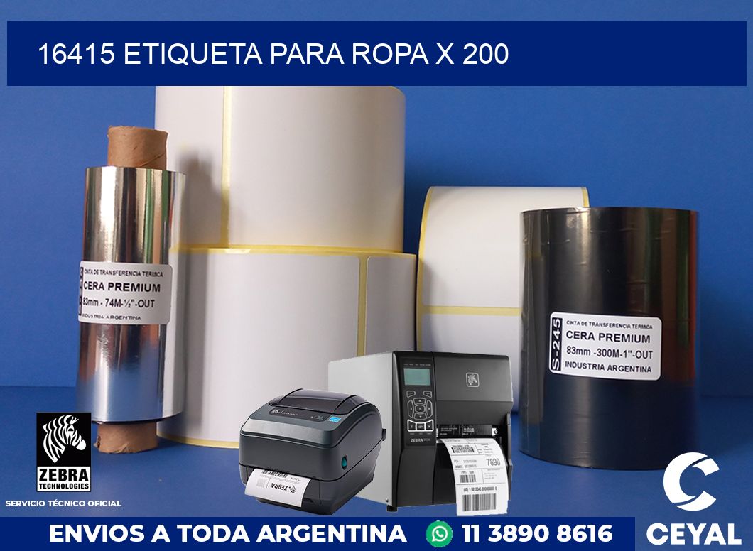 16415 ETIQUETA PARA ROPA X 200