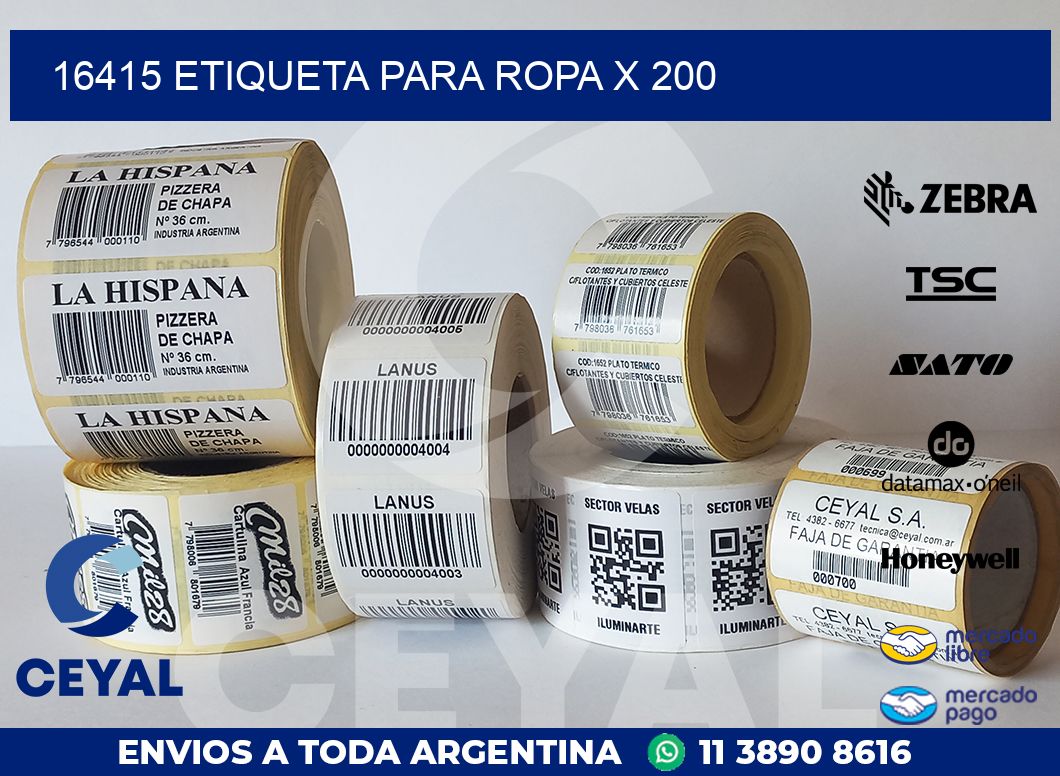 16415 ETIQUETA PARA ROPA X 200