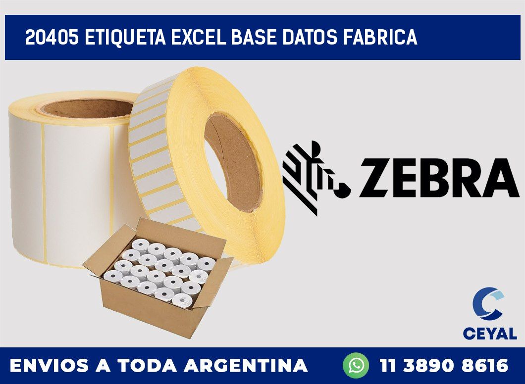 20405 etiqueta excel base datos fabrica