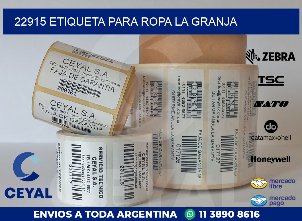 22915 ETIQUETA PARA ROPA LA GRANJA