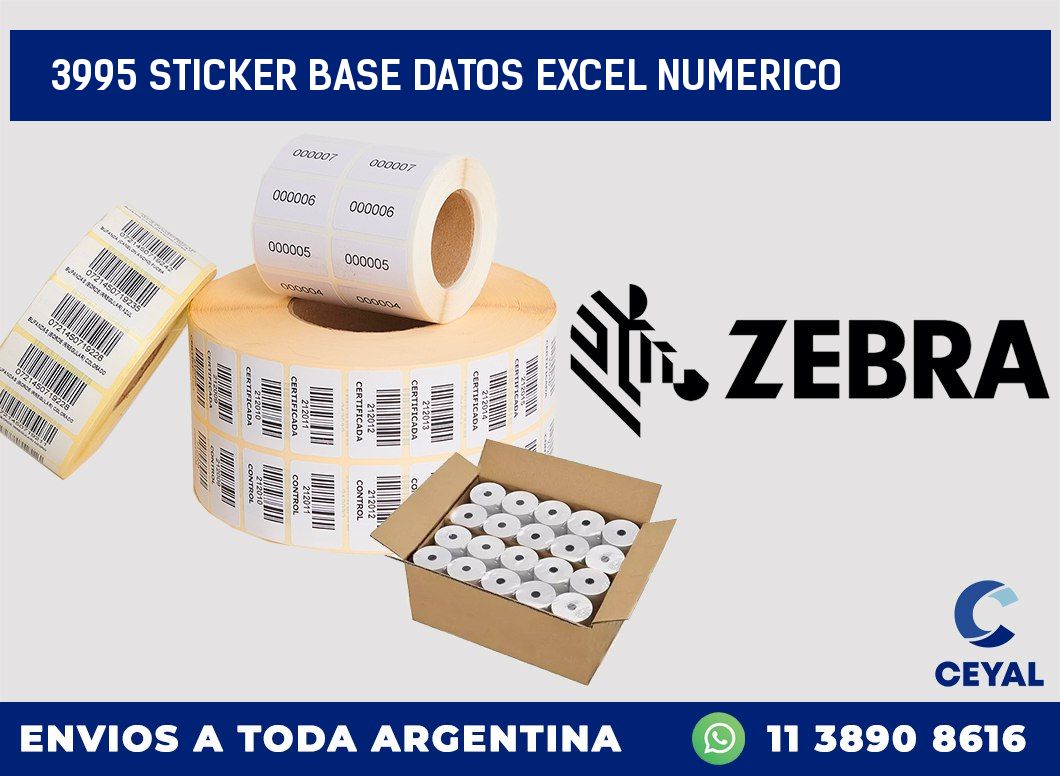 3995 sticker base datos excel numerico
