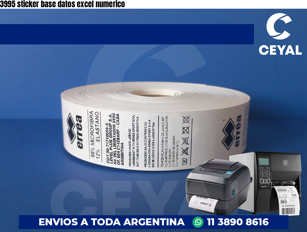 3995 sticker base datos excel numerico