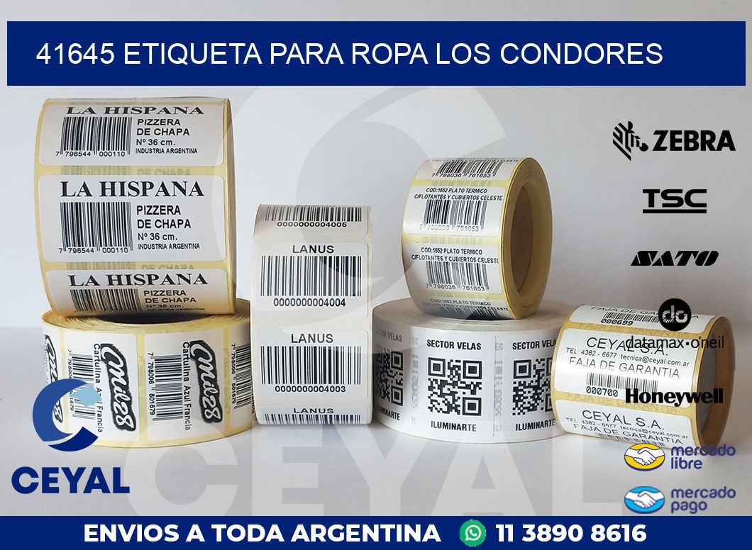 41645 ETIQUETA PARA ROPA LOS CONDORES