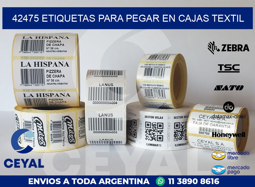 42475 ETIQUETAS PARA PEGAR EN CAJAS TEXTIL
