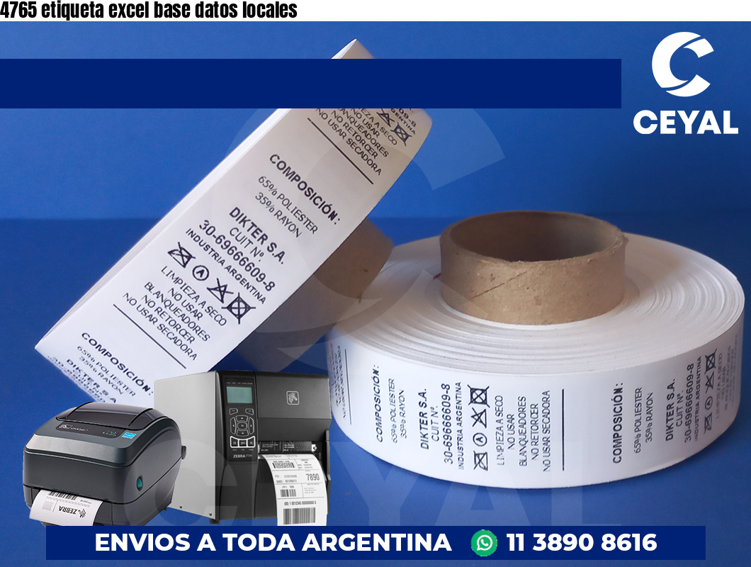 4765 etiqueta excel base datos locales