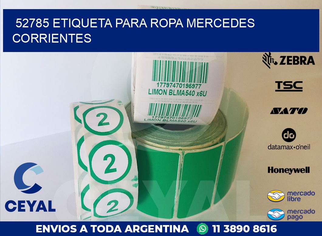 52785 ETIQUETA PARA ROPA MERCEDES CORRIENTES