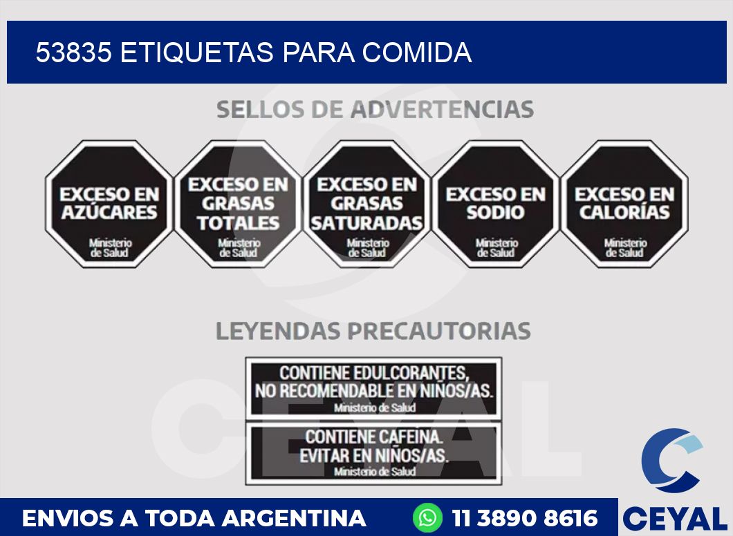 53835 ETIQUETAS PARA COMIDA