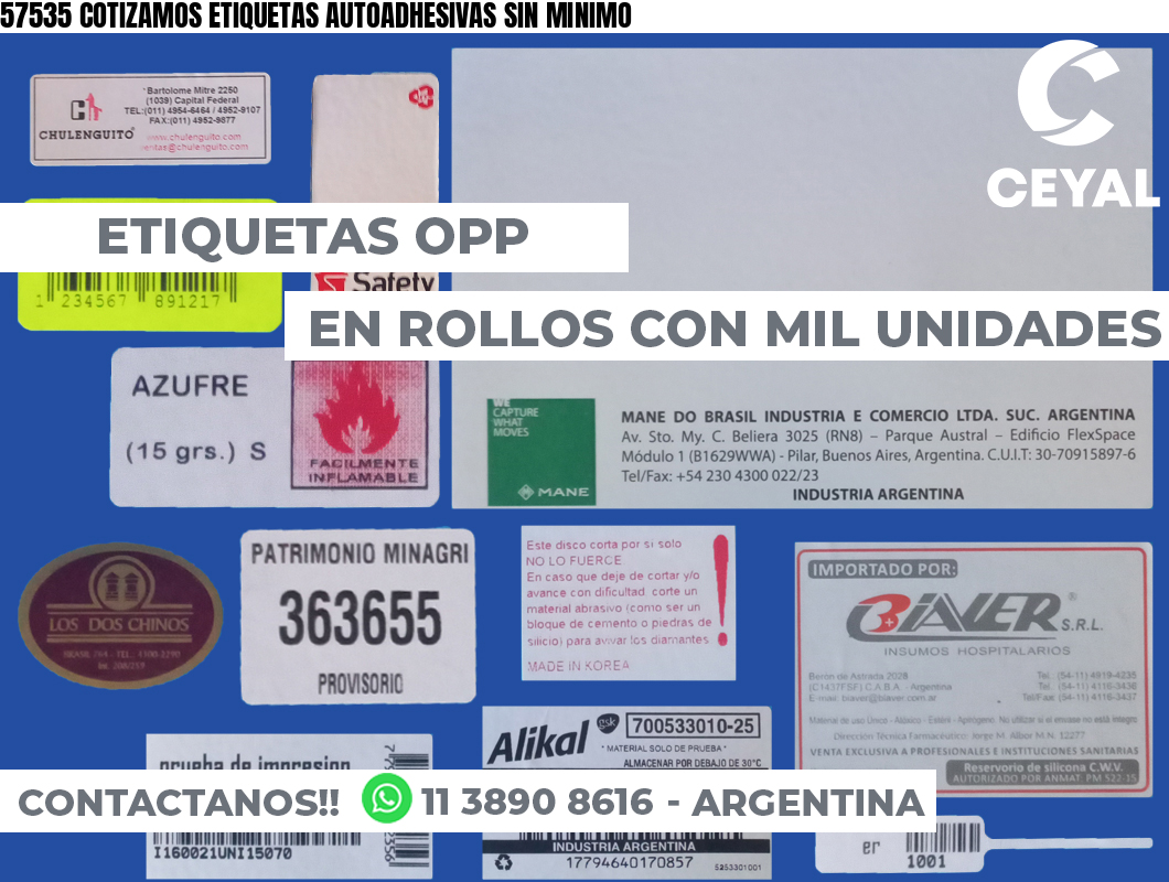 57535 COTIZAMOS ETIQUETAS AUTOADHESIVAS SIN MINIMO