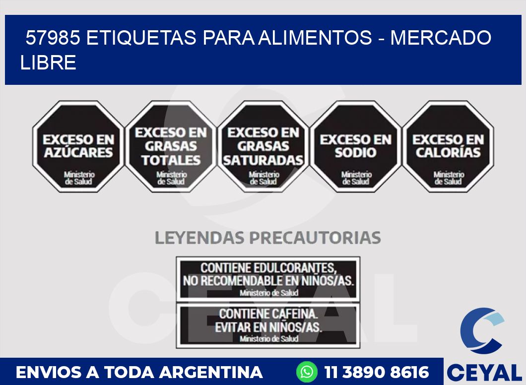 57985 ETIQUETAS PARA ALIMENTOS - MERCADO LIBRE
