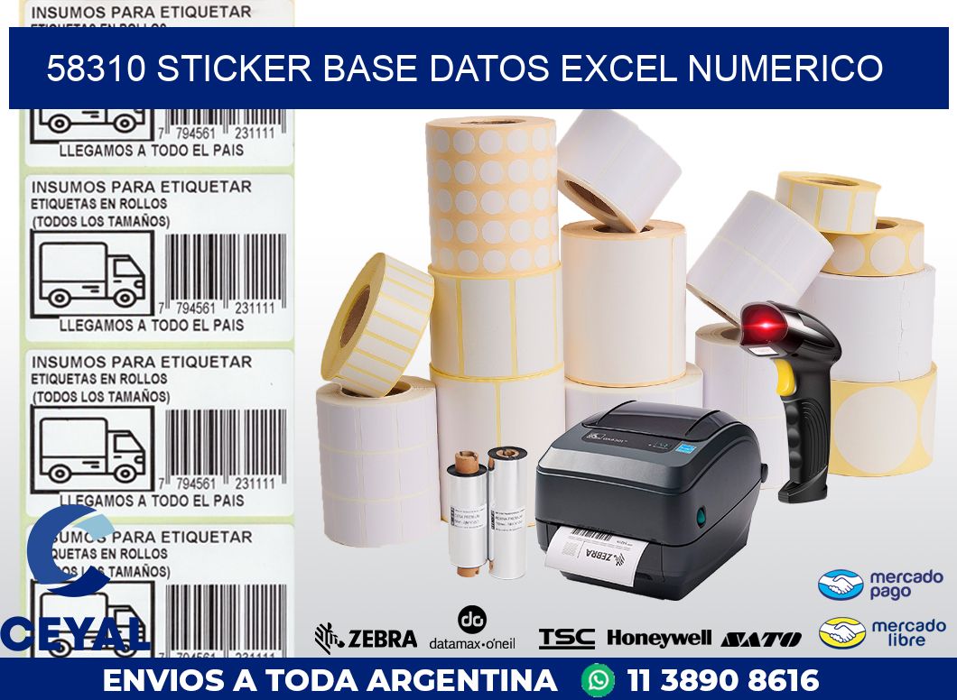 58310 sticker base datos excel numerico