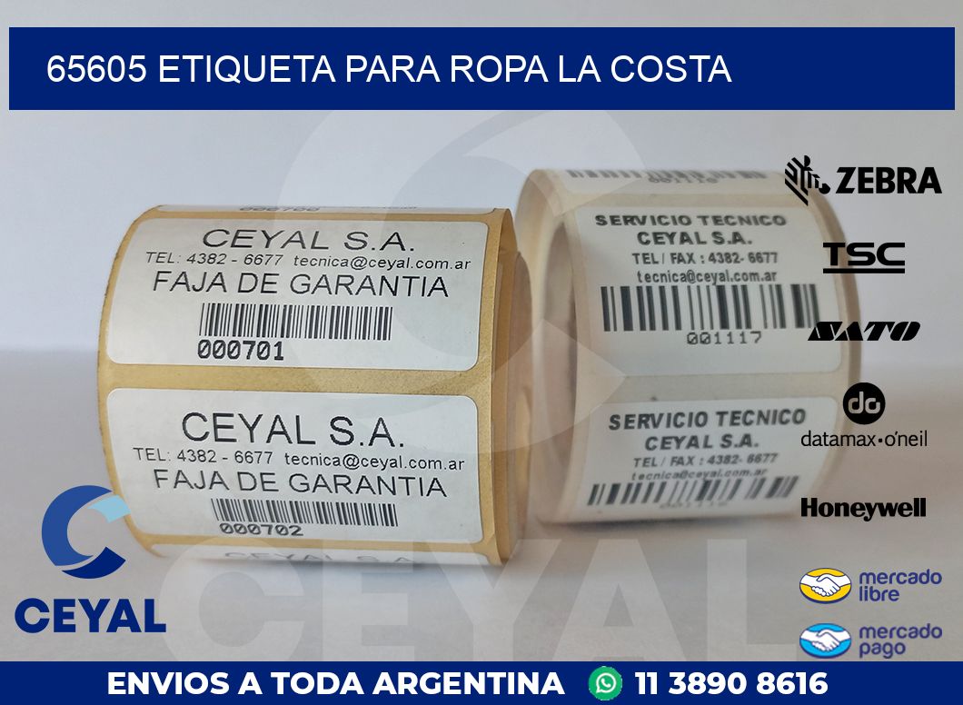 65605 ETIQUETA PARA ROPA LA COSTA