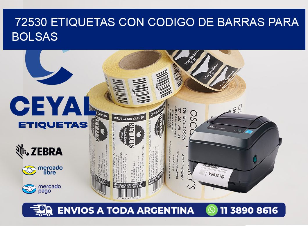 72530 ETIQUETAS CON CODIGO DE BARRAS PARA BOLSAS