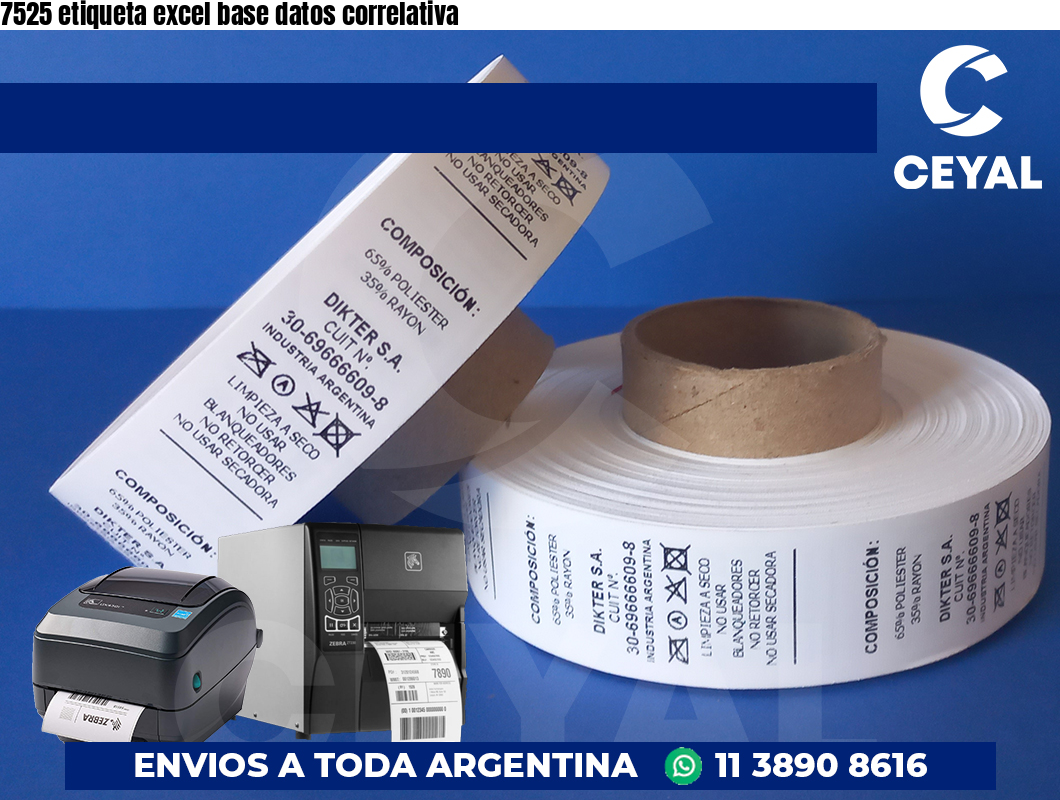 7525 etiqueta excel base datos correlativa