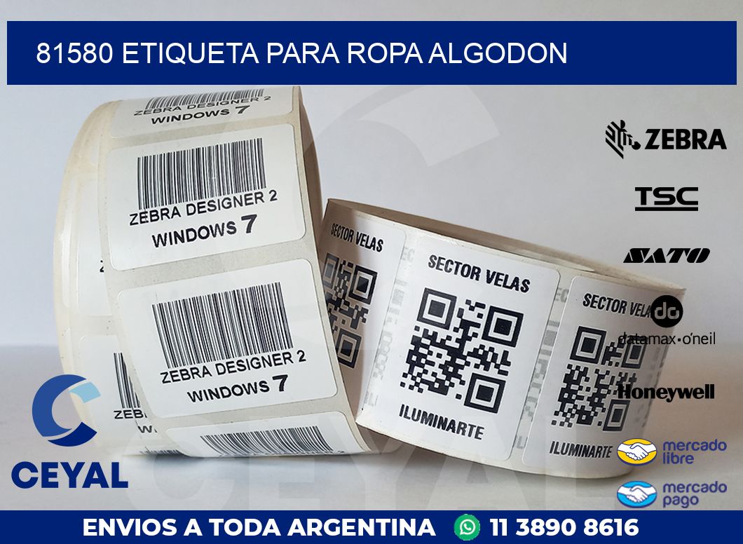 81580 ETIQUETA PARA ROPA ALGODON
