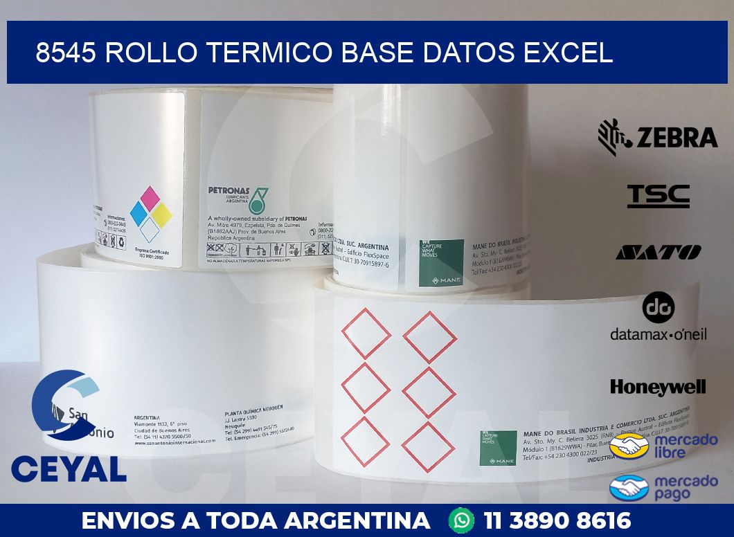 8545 rollo termico base datos excel