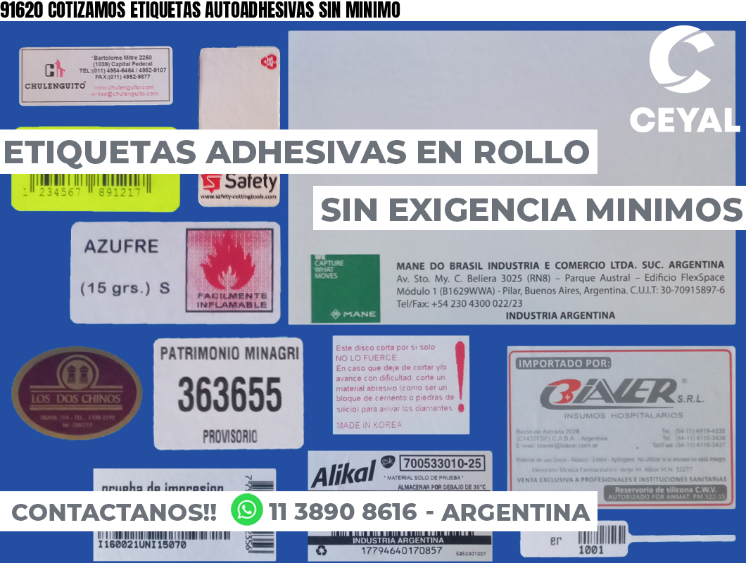 91620 COTIZAMOS ETIQUETAS AUTOADHESIVAS SIN MINIMO