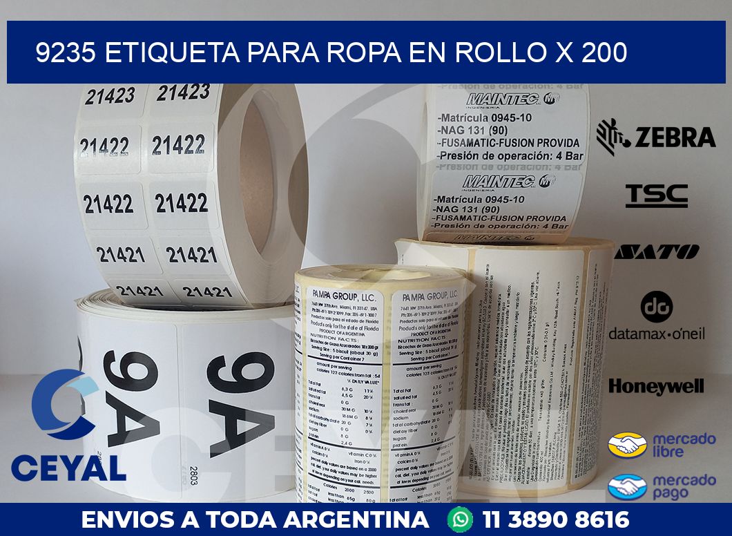 9235 ETIQUETA PARA ROPA EN ROLLO X 200