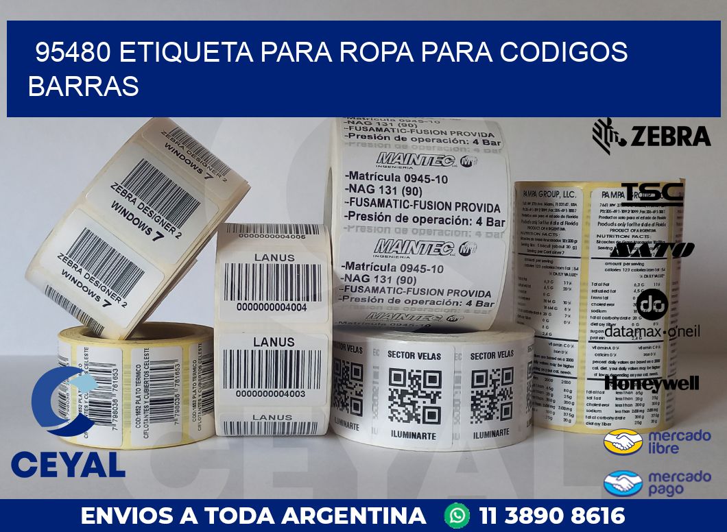 95480 ETIQUETA PARA ROPA PARA CODIGOS BARRAS